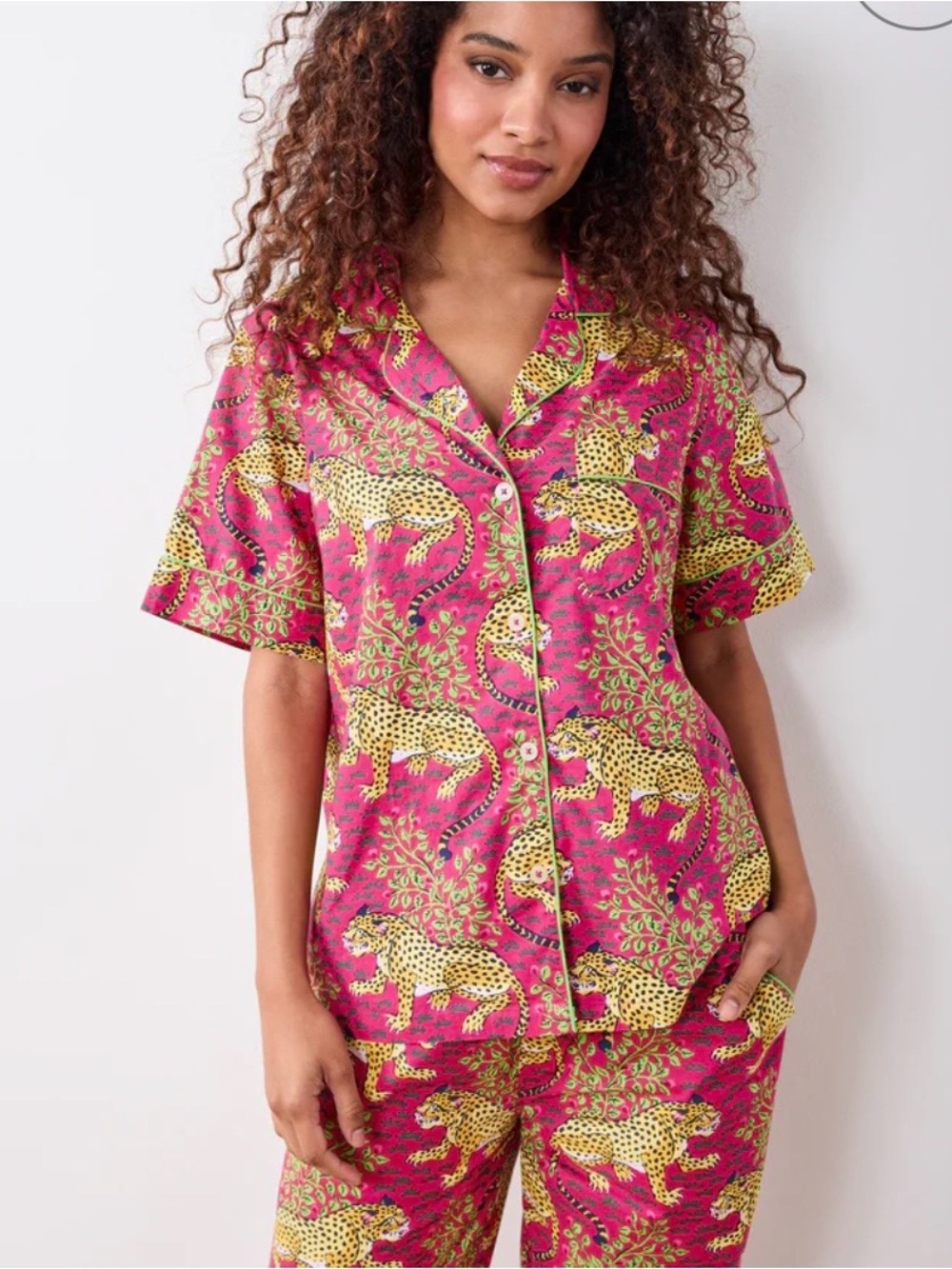 Printfresh Pink & Yellow Leopard-Print Button Pajama set - Picture 6 of 9
